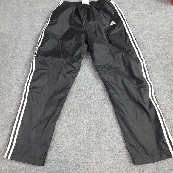 Adidas Mens Tear Away Pants Large Black Nylon Vintage Lined Y2K Embroidered - Picture 1 of 10